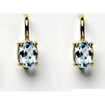 Náušnice Zlaté náušnice, žluté zlato, náušnice ze zlata, přír. topaz sky, NK 1246