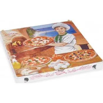 Jednorázové nádobí Krabice na pizzu z vlnité lepenky (PAP) 32,5 x 32,5 x 3 cm 71932