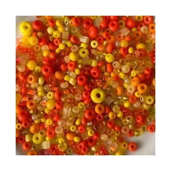 Dětské navlékací korálky Rokajl 13/0 - 5/0 žlutooranžový menší mix