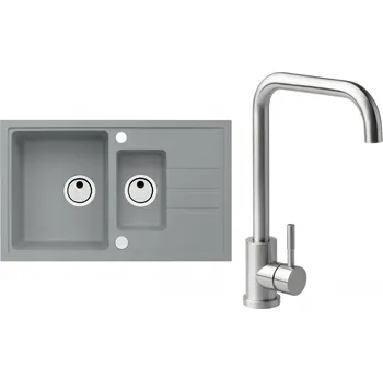 Set Alveus (dřez Intermezzo 70 Beton 81 + baterie Angle Kartáčovaná ocel) SETA20041