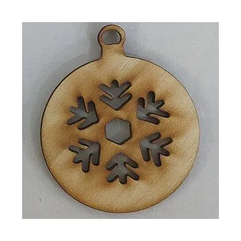 Vánoční dekorace Dřevěný výřez vánoční koule s větvičkou 72x60mm