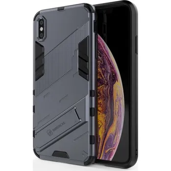 Pouzdro na mobilní telefon Odolný ochranný kryt se stojánkem pro iPhone XS Max - šedý