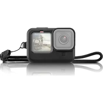 Puluz silikonové pouzdro pro kameru GoPro HERO9 s poutkem a krytkou objektivu - černé