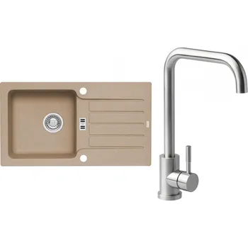 Granitový dřez Set Alveus (dřez Niagara 30 Beige 55 + baterie Angle Kartáčovaná ocel) SETA20081