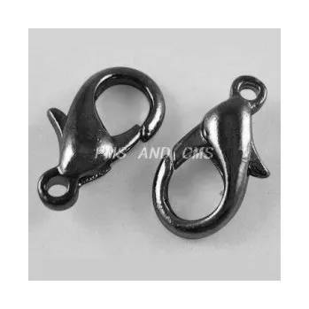 Dětské navlékací korálky Karabinka gunmetal 16mm (1ks)