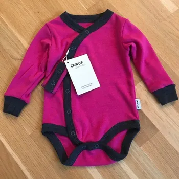 Merino body zavinovací dlouhý rukáv - Růžová/grafitová, Crawler Velikost: 56-62/68