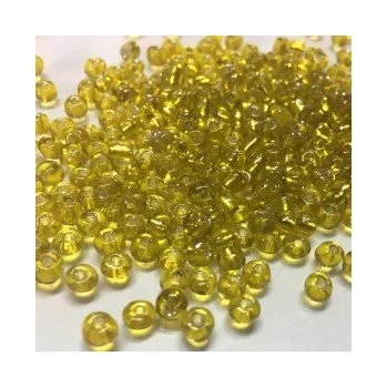 Dětské navlékací korálky Rokajl 6/0 žlutá s průtahem