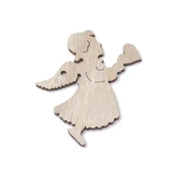 Dětské navlékací korálky Dřevěný výřez andělíček 70x55mm