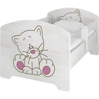 Dětská postel Baby Nellys 160 x 80 cm kočička růžová norská borovice 