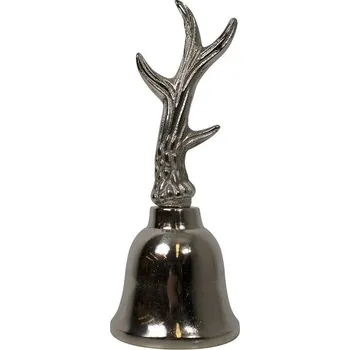 Svícen Stříbrný kovový zvonek paroh - 7*7*20cm