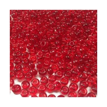 Dětské navlékací korálky Rokajl 6/0 červená průhledná