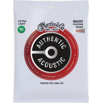 Příslušenství pro strunný nástroj Martin MA 530T MARTIN Authentic Lifespan 2.0 92/8 Phosphor Bronze Extra Light