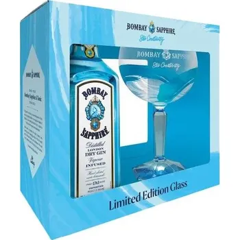 Bombay Sapphire Dry Gin 40 %, 0,7 l dárkové balení + sklenice