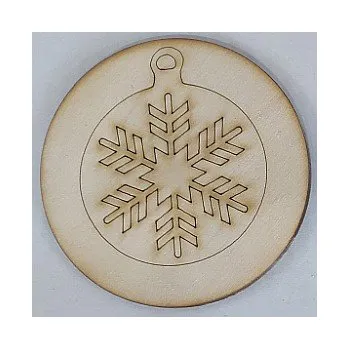 Vánoční dekorace Dřevěný podtácek vánoční koule s vločkou 100mm