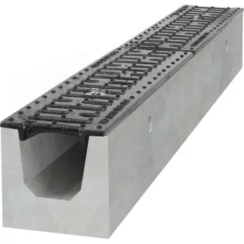 Gutta betonový žlab B125 s litinovou mříží H250 d. 1000 x š. 200 x v. 250 mm