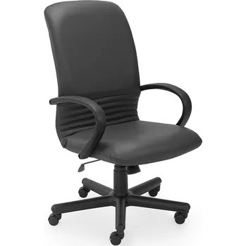 Manažerské křeslo MIRAGE s područkami, potah z kůže - barva černá, podnoží z černého plastu