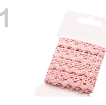 Stuha Krajka paličkovaná 15mm - růžová -3m