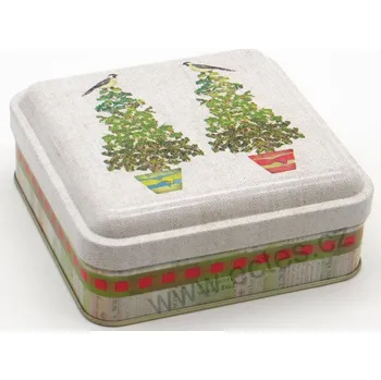 Dóza na potraviny IHR TWITTER BIRDS plechová dóza na čokoládu 2837/40 dva stromky v květináči a ptáčci