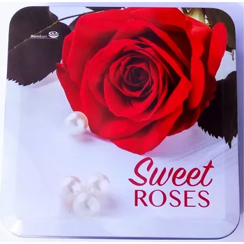 Bonboniéra Bonboniéra B&S 190 g SWEET ROSES plechová dóza (italské mléčné pralinky s mléčným krémem v plechovce s růží)