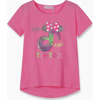 Dívčí triko s flitry - KUGO WK0803, tmavší růžová Barva: Růžová tmavší, Velikost: 122