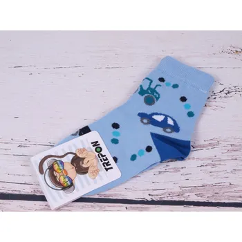 Chlapecké oblečení Kvalitní české ponožky TREPON TOBIK sv. modré s auty velikosti ponožek: 13-15 ( EUR vel. 19-23)