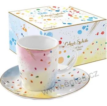 Easy Life COLOUR SPLASH porcelánový šálek a podšálek barevné puntíky a cákance 250ml