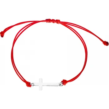 Náramek Šperky4U Červený textilní náramek křížek - ON021R