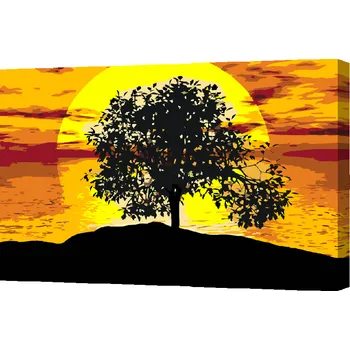 Malování podle čísel - Západ slunce Velikost: 40x60cm, Rámování: Pouze srolované plátno