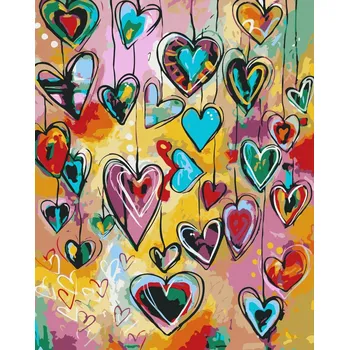 Malování podle čísel s rámem "Srdíčka" 50x40cm