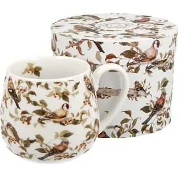 Porcelánový hrnek buclák v dekoru s ptáčky v dárkové krabičce - 430 ml