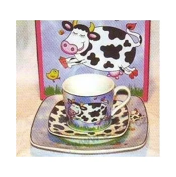 KRAVIČKA šálek, podšálek, talíř, lžička