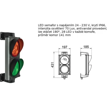 CHRONOS - LED dvoukomorový semafor kovový 24-230V