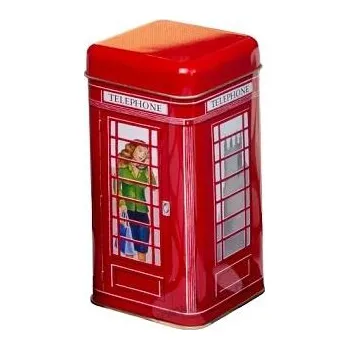 Dóza na potraviny TELEFONNÍ BUDKA střední retro plechová dóza červená anglická