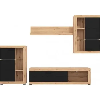 Obývací stěna Obývací stěna s osvětlením Jonah - černá/dub artisan