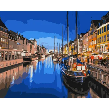 Malování podle čísel s rámem "Přístav 4" 50x40cm