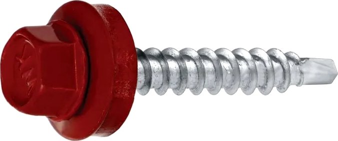 Samořezný střešní farmářský šroub KLIMAS 4,8 x 35 mm RAL 3011 červenohnědý s podložkou EPDM (250 ks/bal)