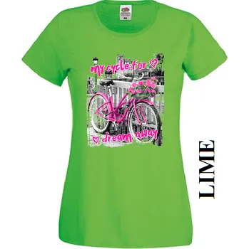 Chlapecké tričko damske levne tricko kolo Barva: Lime - limetkově zelená, Výstřih: Kulatý výstřih kolem krku, EU dámská velikost: eu 32/34 (dívčí prodloužená 116) viz tabulka velikostí