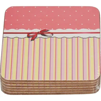 prostírání Korkové prostírání Romance růžové 6 ks 10 x 10 cm