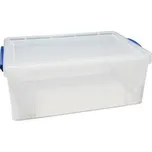 Manutan Expert Plastový úložný box s víkem na klip, průhledný, 9 l