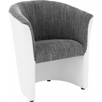 Obývací pokoj Tempo Kondela Klubové křeslo, ekokůže bílá / látka šedá, CUBA