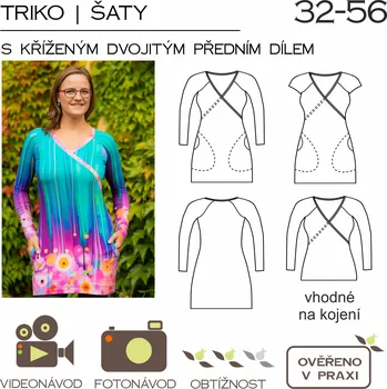 Nit Tištěný střih triko/šaty s kříženým dvojitým předním dílem