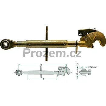 Tažné zařízení Třetí bod se záchyt. hákem M30x3,5mm (745 - 980mm), Kat. 22.25-2