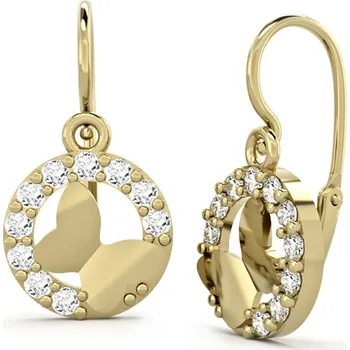 Náušnice Dětské náušnice ze žlutého zlata - motýlci s čirými zirkony