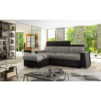 Sedací souprava Rozkládací rohová sedačka MONTE šedo-černá