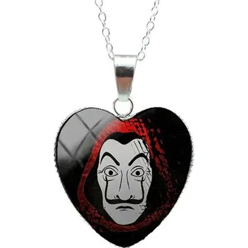 Náhrdelník Money Heist řetízek srdce Papírový dům Salvador