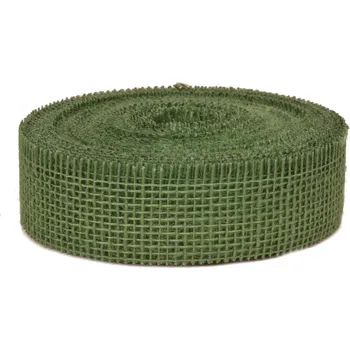 Stuha jutová šíře 50 mm, barva Zelená