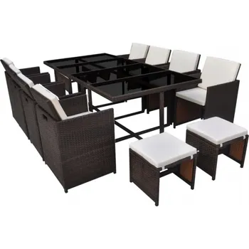 Zahradní sestava vidaXL Zahradní jídelní set s poduškami hnědý