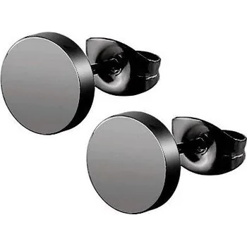 Náušnice Černé ocelové náušnice placičky 6 mm