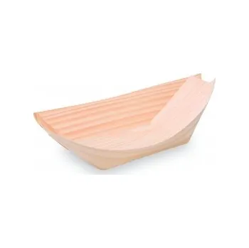 Jednorázové nádobí Fingerfood miska dřevěná, lodička 13 x 8 cm 66613