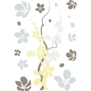 Samolepící dekorace Samolepka na zeď, motiv květiny, žluto-šedá